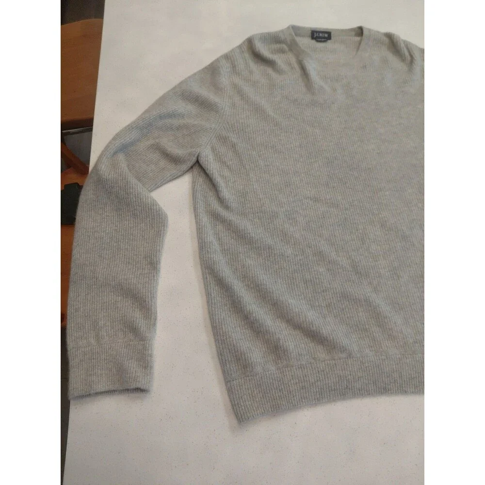 J Crew Sweater Men's XL light gray 2 Ply Italian Cashmere Crew neck